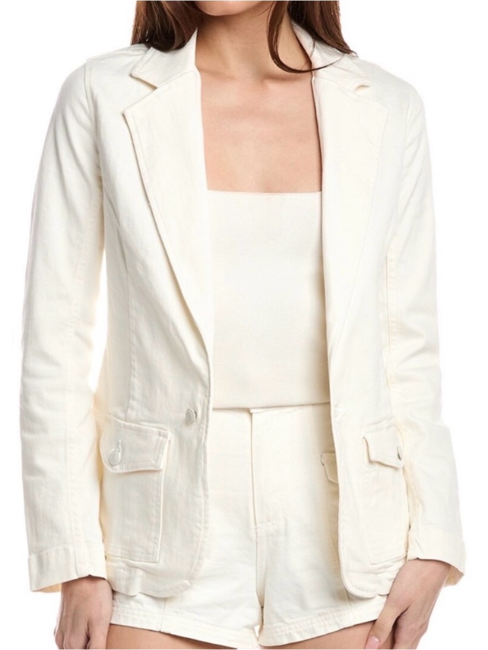 Ramy Brook Cream Tailored Notch-Lapel Blazer